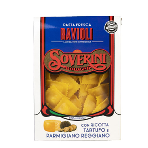 Ravioli ricotta, trufa blana y parma reggiano 250 grs Soverini