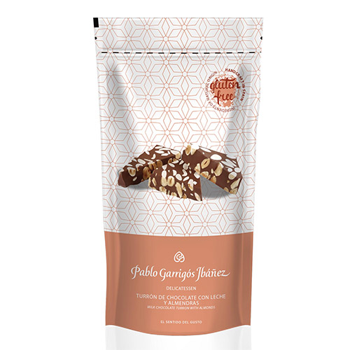 Turron chocolate con leche y almendras bolsa 100 grs Pablo Garrigos